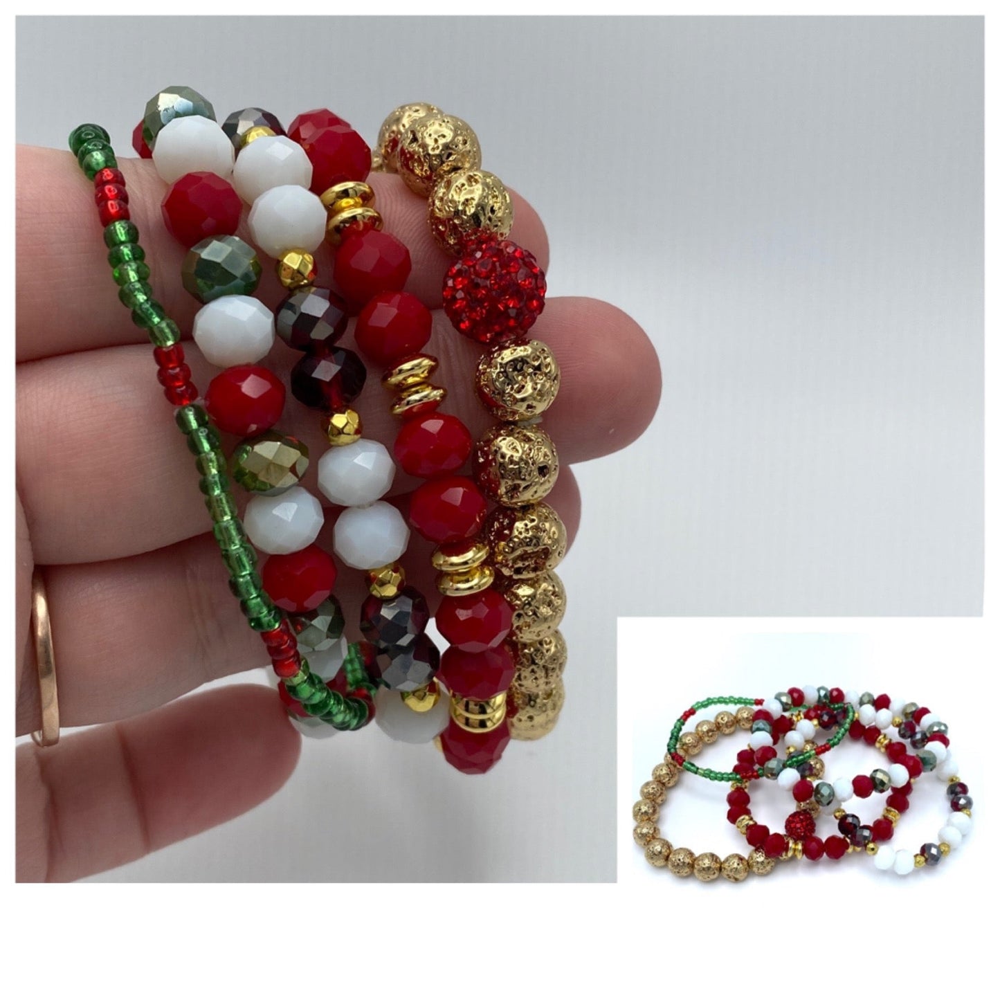 Bracelet Pack - Holiday Christmas - Gold & Green Mini