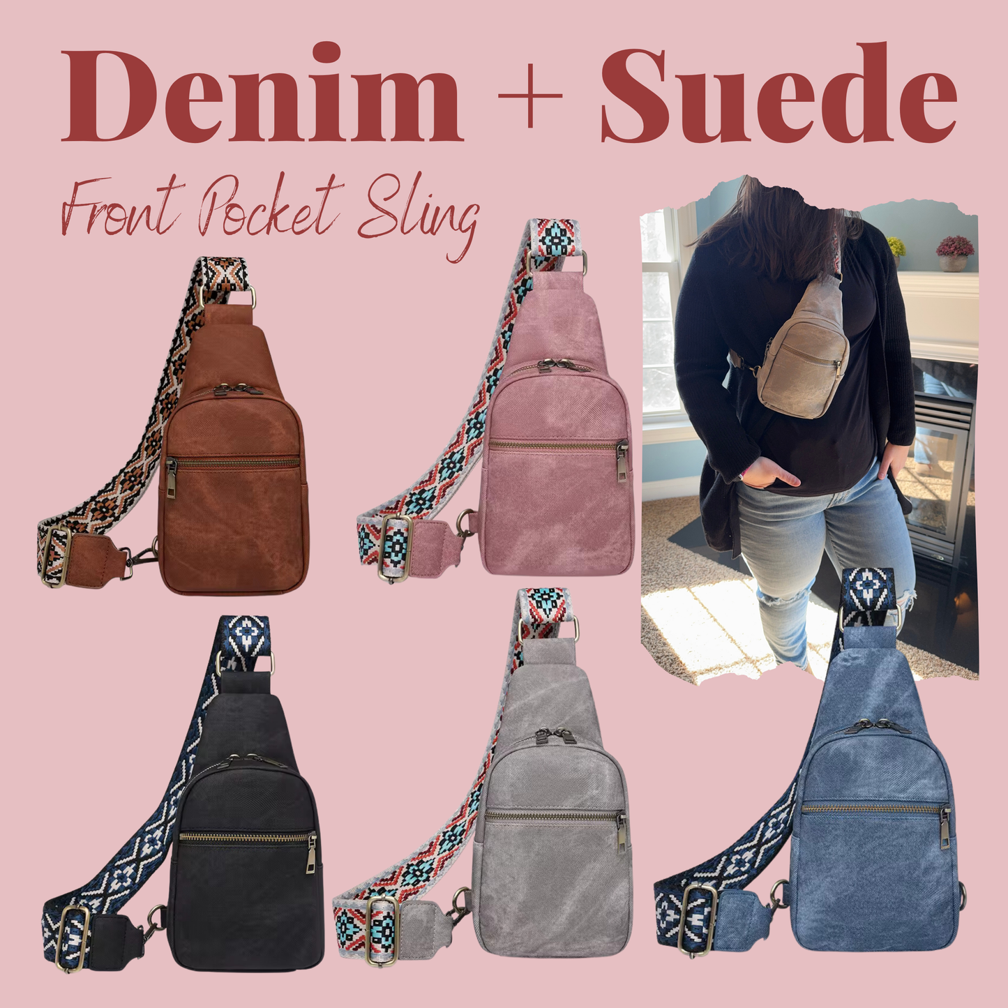 The Sling Bag - Denim Suede