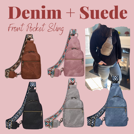 The Sling Bag - Denim Suede