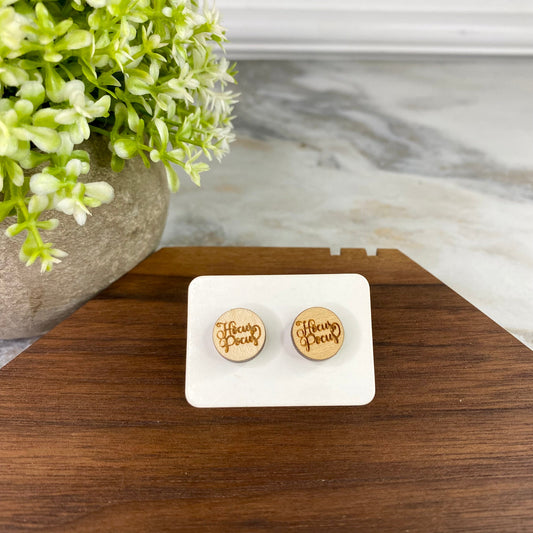 Wooden Stud Earrings - Hocus Pocus Round