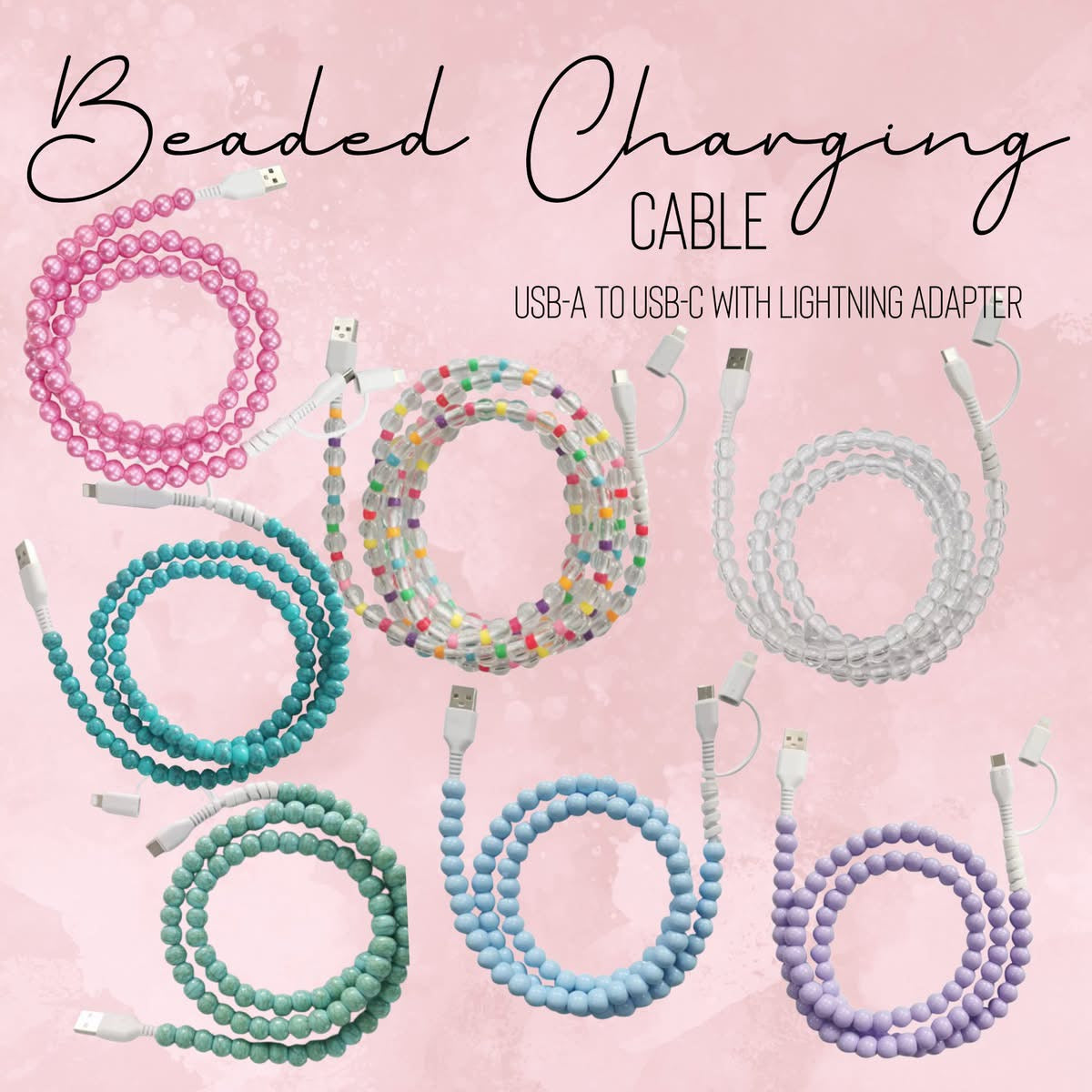 Beaded charging cable