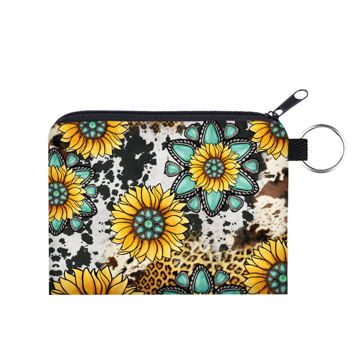 Card & Coin Pouch - Turquoise Sunflower