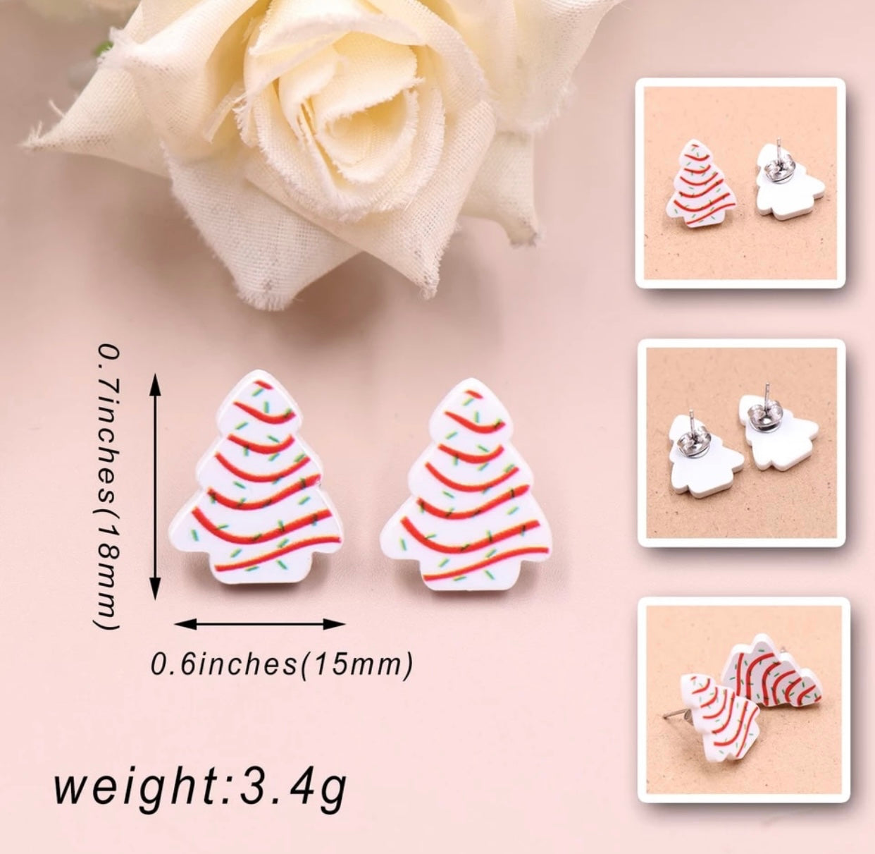 Acrylic Studs - Christmas Tree Cakes