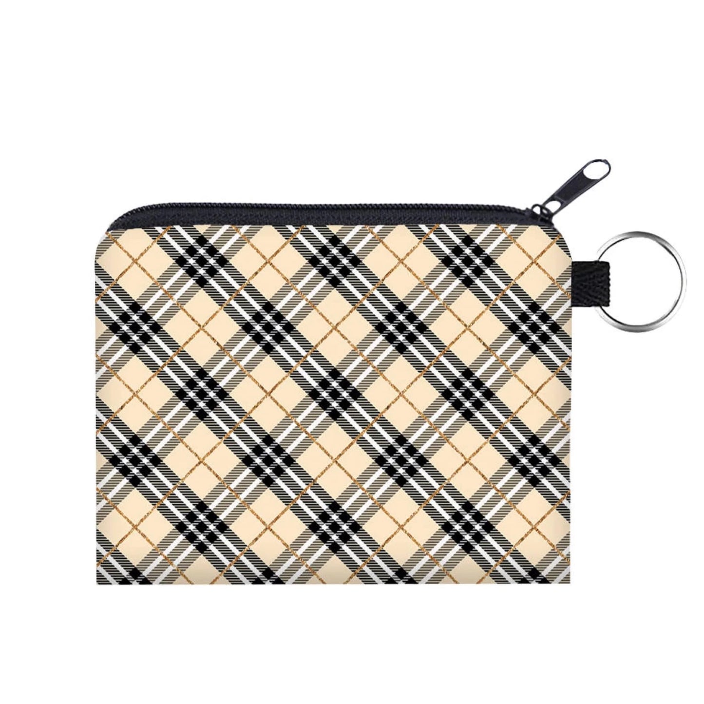 Tan & Gold Plaid-Coin Purse